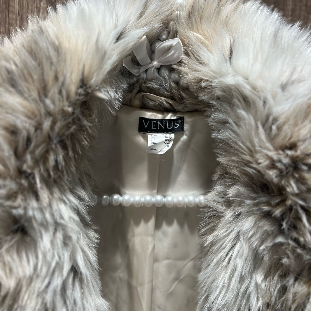 Women's Soft Fur Coat Jacket Cream white Womens Small 38 Vintage Style - Picture 4 of 12